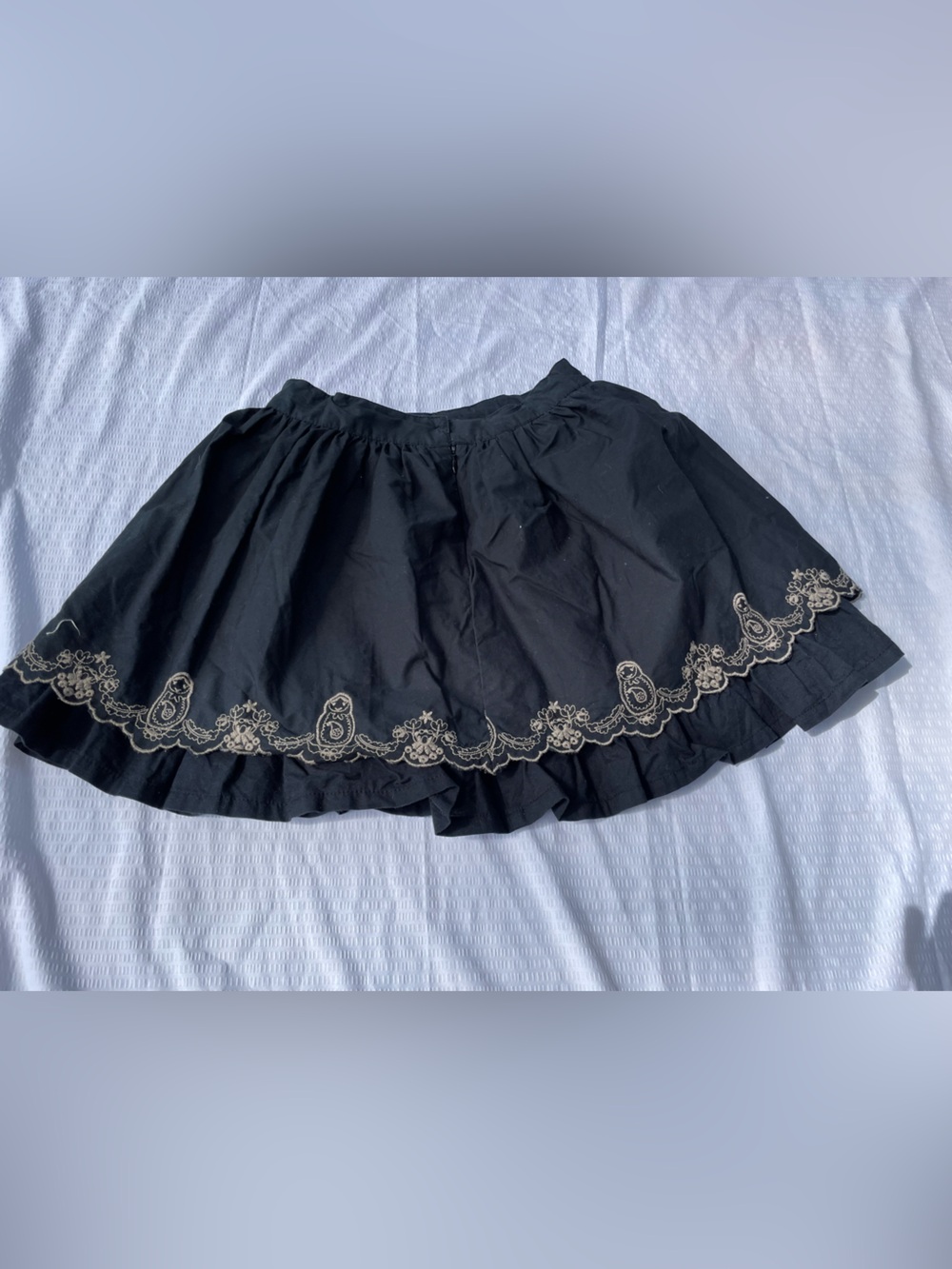 MEXX Girls Black Skirt with Beige Embroidered Scallop Trim